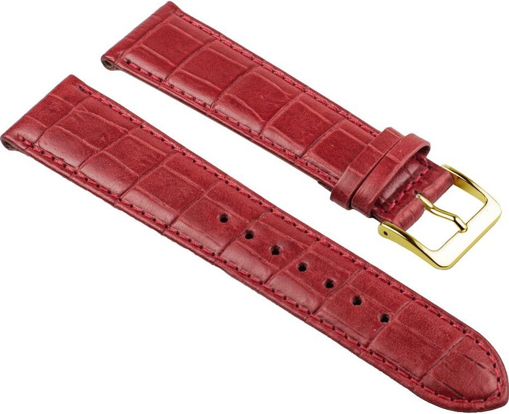 Nevada Uhrenarmband Kalbsleder Kroko-Prägung Rot 25689G, Stegbreite:16mm