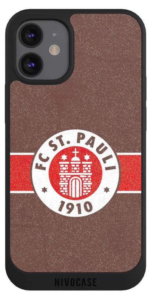 NIVOCASE Handyhülle für Apple iPhone 12 mini Hülle NIVOpure Case Schwarz FC St. Pauli Logo Offizielles Lizenzprodukt