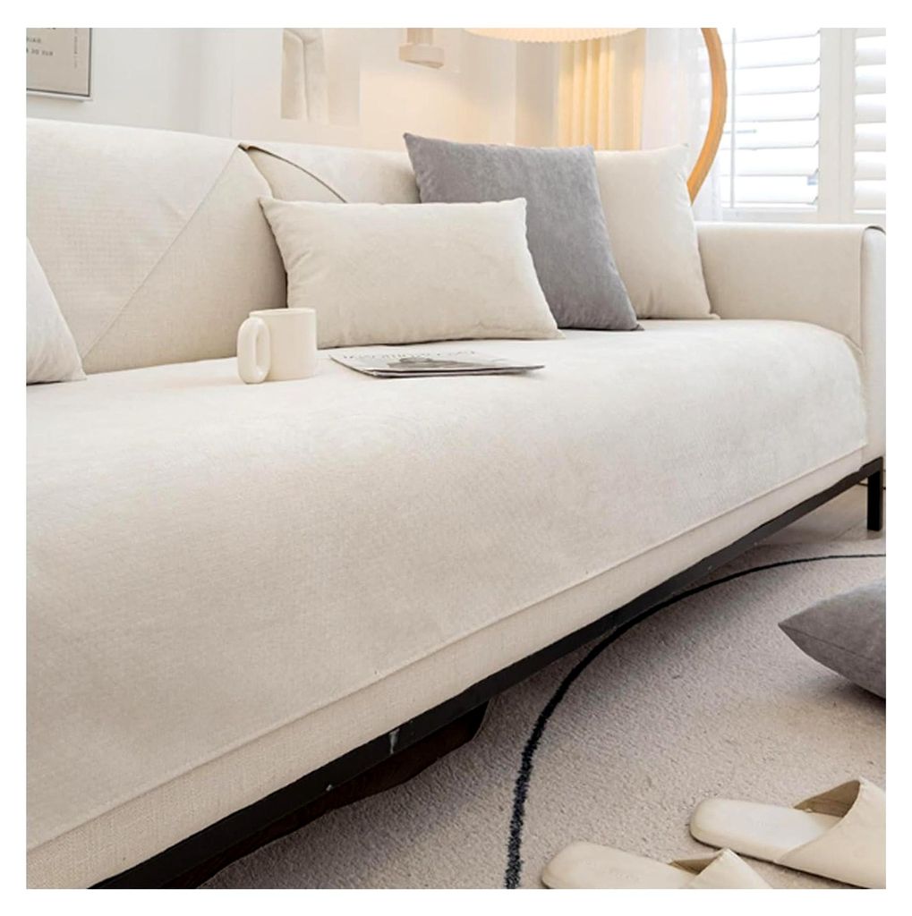 Sofaüberzug, weicher Couchbezug, für 1-4-Sitzer, rutschfester Sofaschoner für U- und L-Form, Sofadecken für Sitzfläche, Sofa-Decke (Beige, 70x...