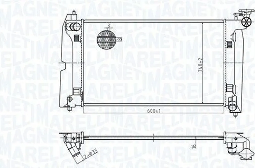 Radiateur moteur MAGNETI MARELLI pour TOYOTA Corolla et Avensis essence