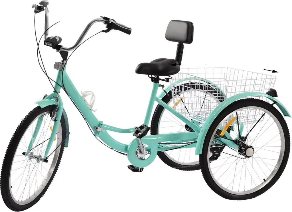 Tricycle adulte pliable avec panier arrière et dérailleur 7 vitesses