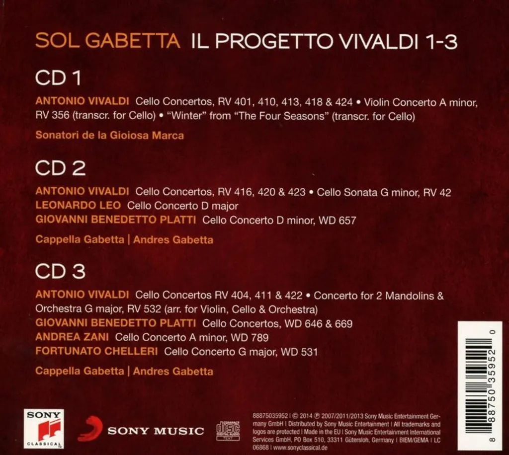 CD Sol Gabetta Sonatori Gioiosa Marca Qualité Sonore Hi-Fi Baroque Certifié