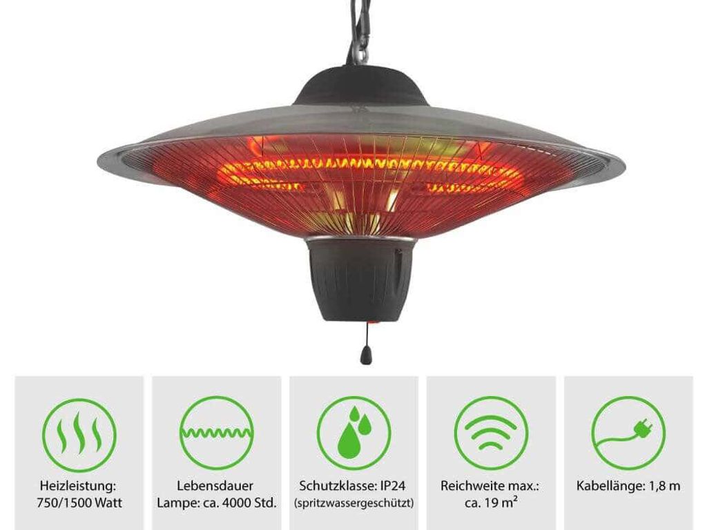 Eurom Partytent heater 1502, Karbonfaser, IP24, Produktbild 