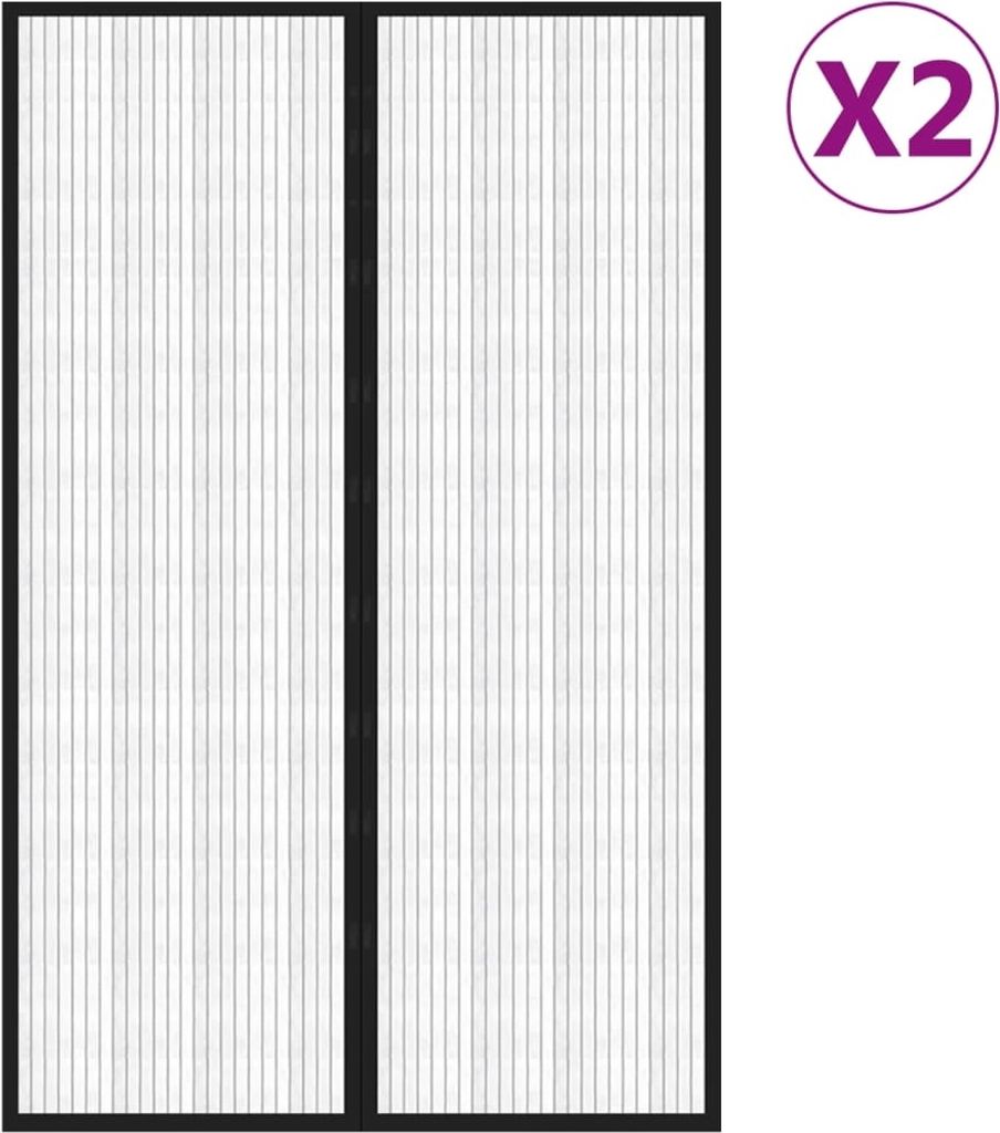vidaXL Tende per porte a zanzariera 2 pz. Magnete nero Immagine del prodotto 