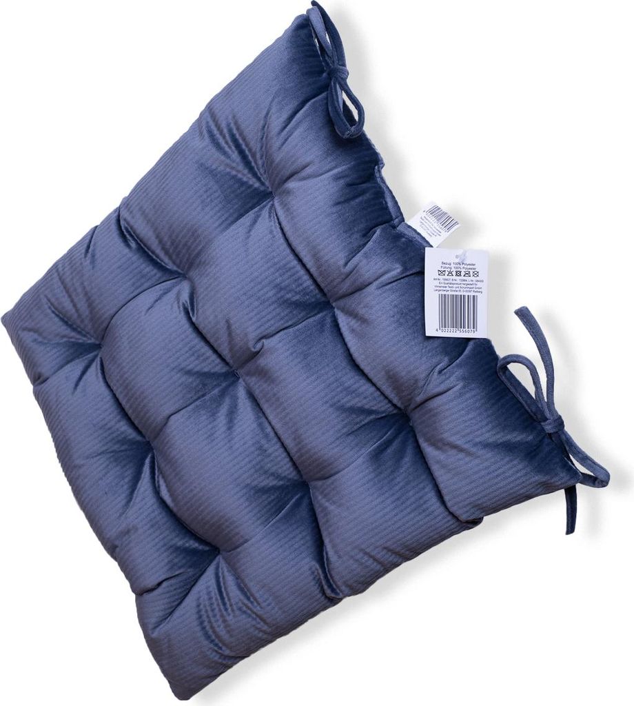 Sitzkissen 40x40 cm – Samtoptik, gemütliches Stuhlkissen in Samtoptik 100% Polyester, Gartenkissen in grau