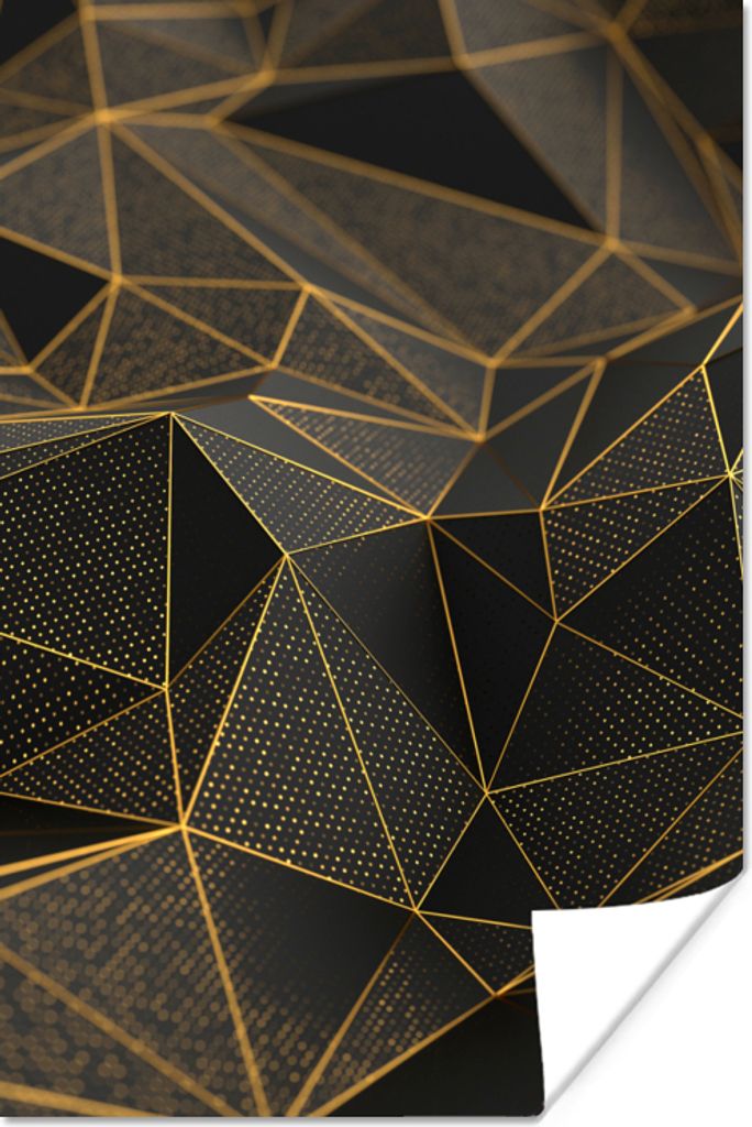 MuchoWow Poster Abstrakt - Gold - 3D - Luxus - Kunst 60x90 cm - Wanddekoration