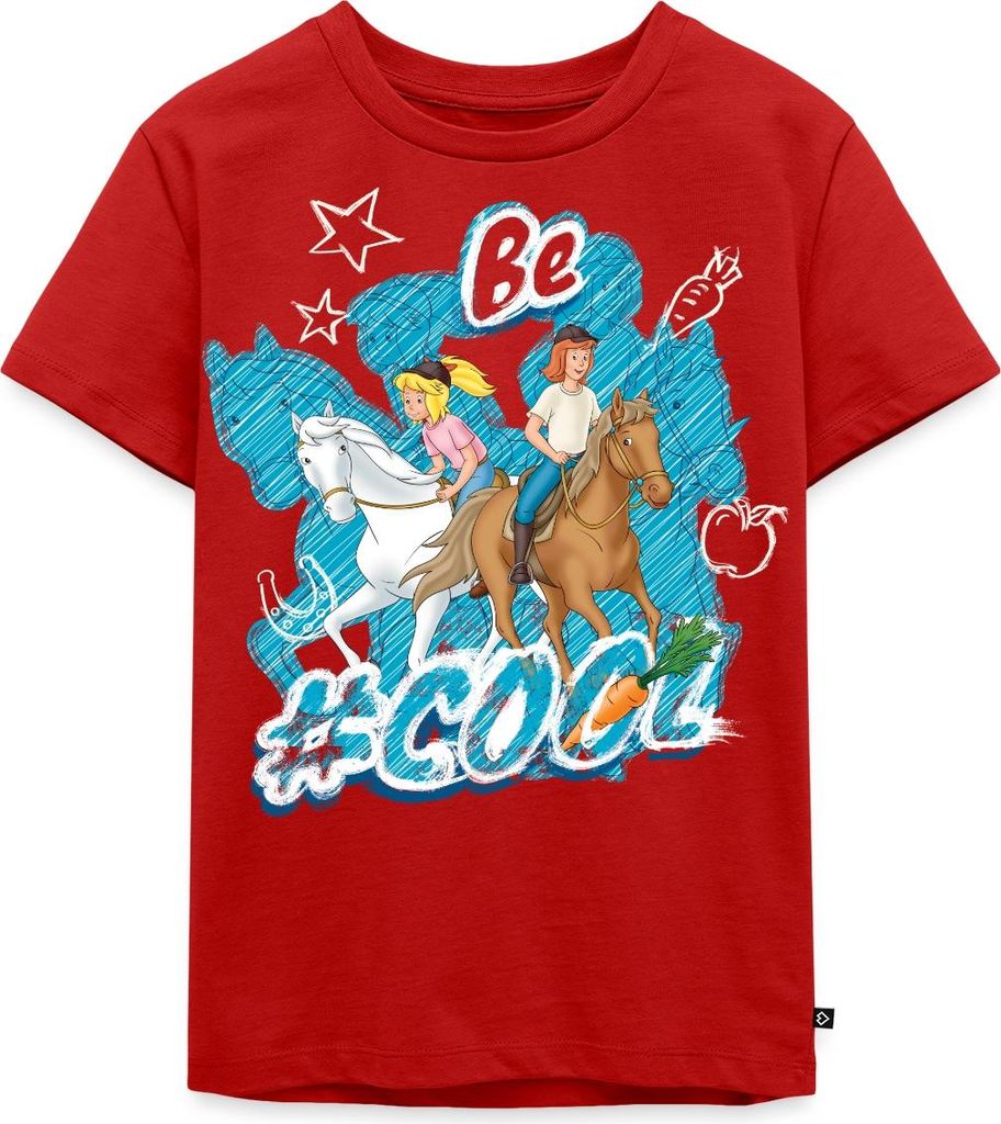 Spreadshirt Bibi Und Tina Be Cool Reiterinnen Kinder Premium T-Shirt, 98/104 (2 Jahre), Rot