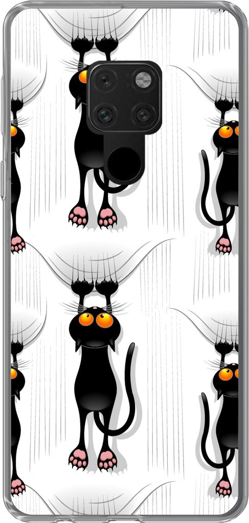 MuchoWow Handyhülle Schutzhülle Hülle für Telefoonhoesje Huawei P40 Lite Muster - Katze - Schwarz - Jungen - Mädchen - Kinder - Kinder Silik...