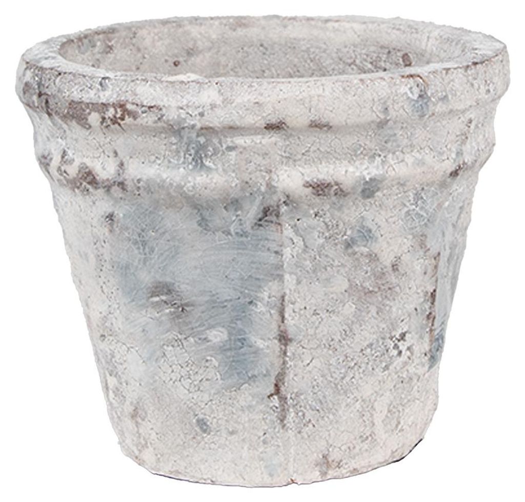 Vaso da fiori Clayre & Eef Ø 10x8 cm Bianco Blu Terracotta Immagine del prodotto 
