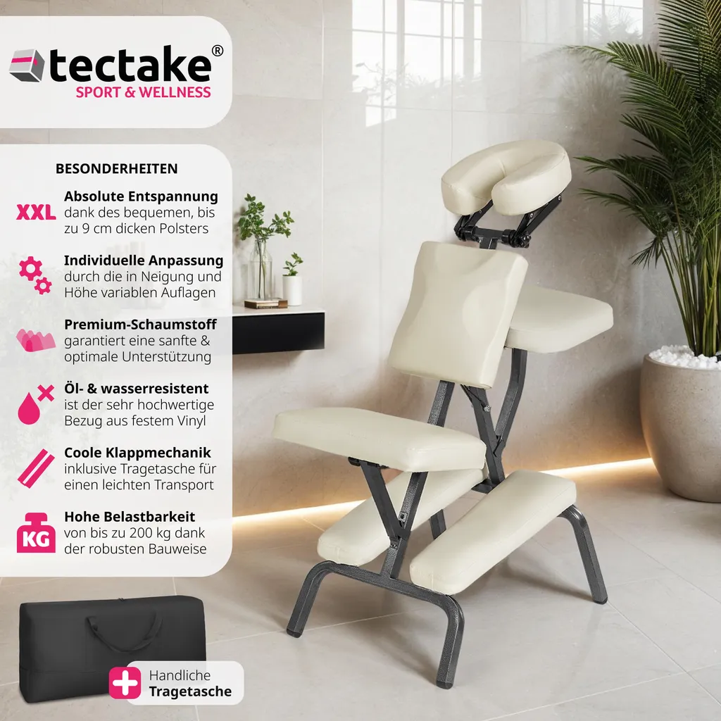 Siège de massage pliable tectake® Table de massage assise de Salon - 8