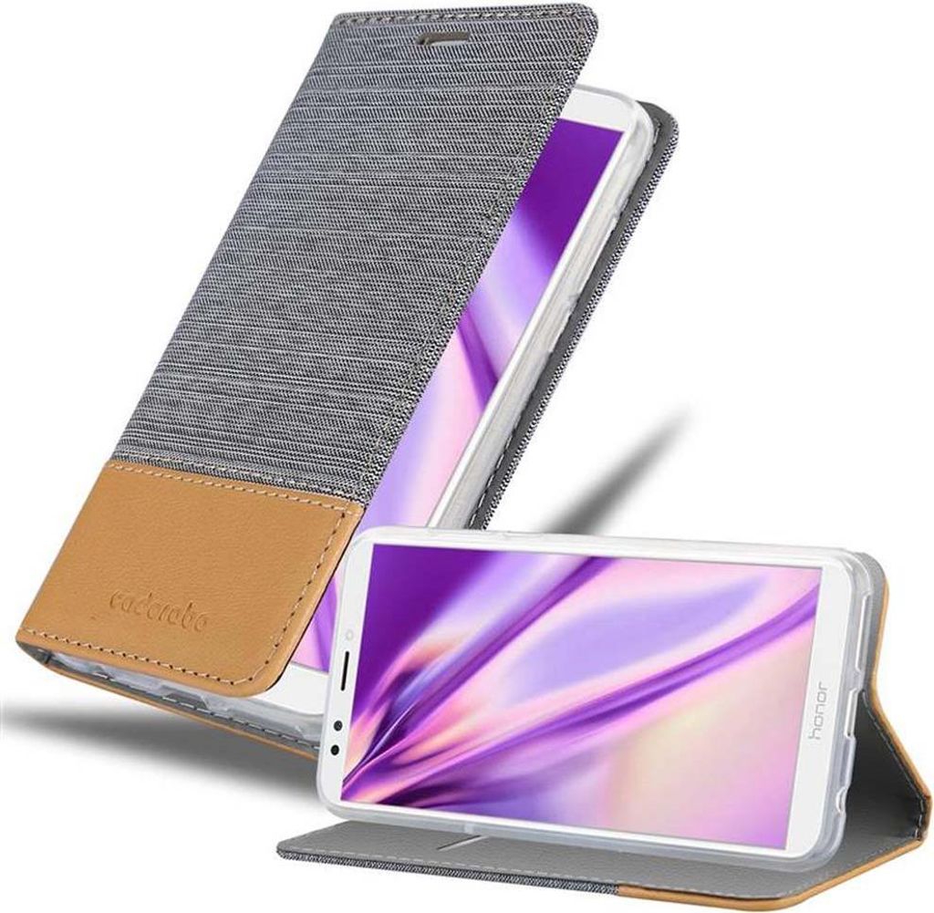 Cadorabo Hülle für Honor 7C / Huawei Y7 2018 Schutzhülle in Grau Handy Hülle Etui Book Case Cover