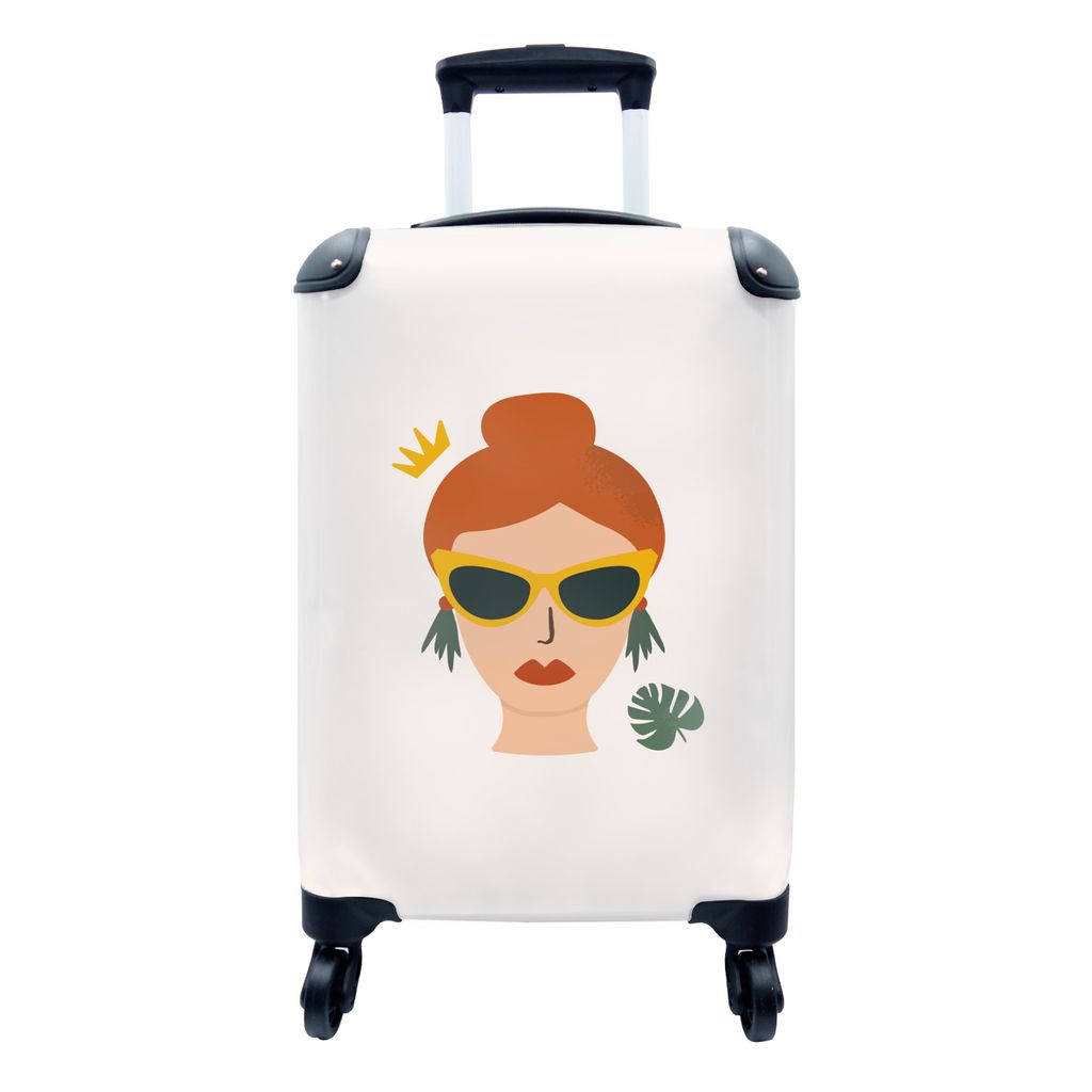 MuchoWow Koffer Handgepäck Trolley Rollkoffer Kleine Reisekoffer mit 4 Rollen - Frau - Krone - Sommer - Cabin Size < 55x40x23 cm & 55x40x20 cm -...