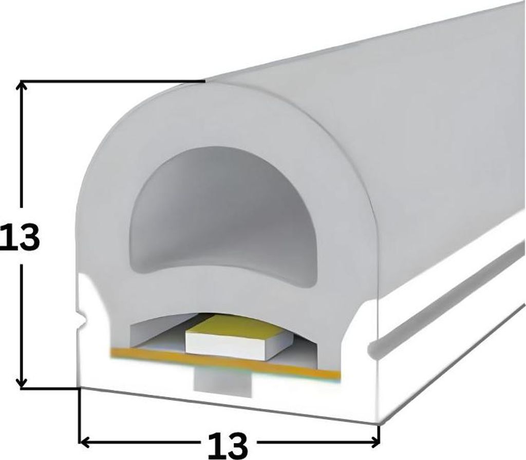 LED NEON TUBE 13×13 mm Silikon Schlauch – 5 m Rolle - 12 W – 24 V – IP67 – CRI größer als 93 - Schneidmaß 50mm