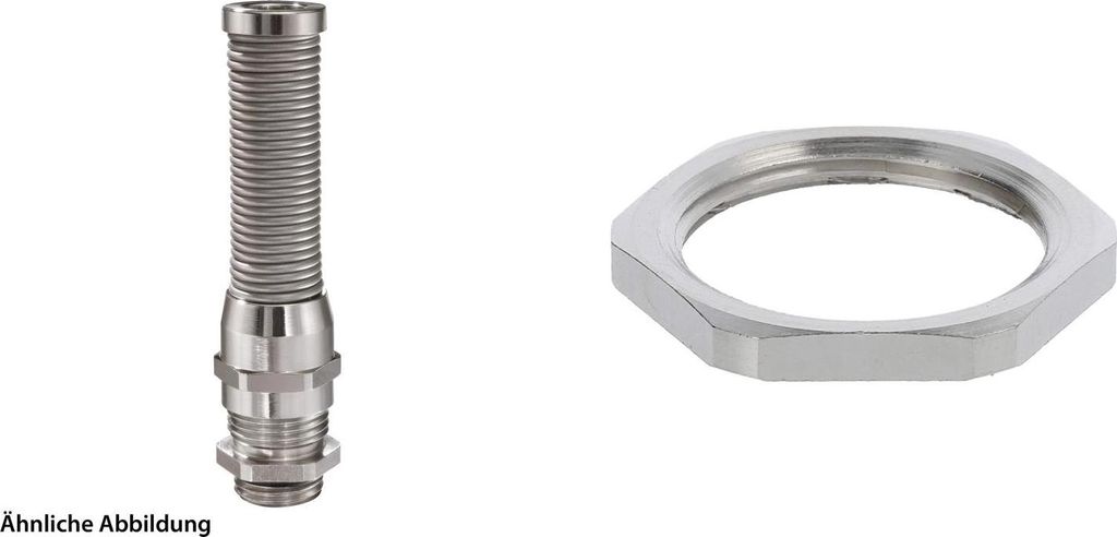 WISKA Verschraubung mit M-Biegeschutz und Gegenmutter M25x1,5 inkl. O-Ring Messing (CuZn) vernickelt Gewindelänge 7,0mm