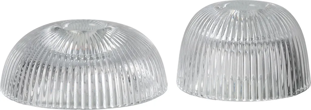 Lot de 2 Bougeoirs Cannelés J-Line en Verre Transparent Relief