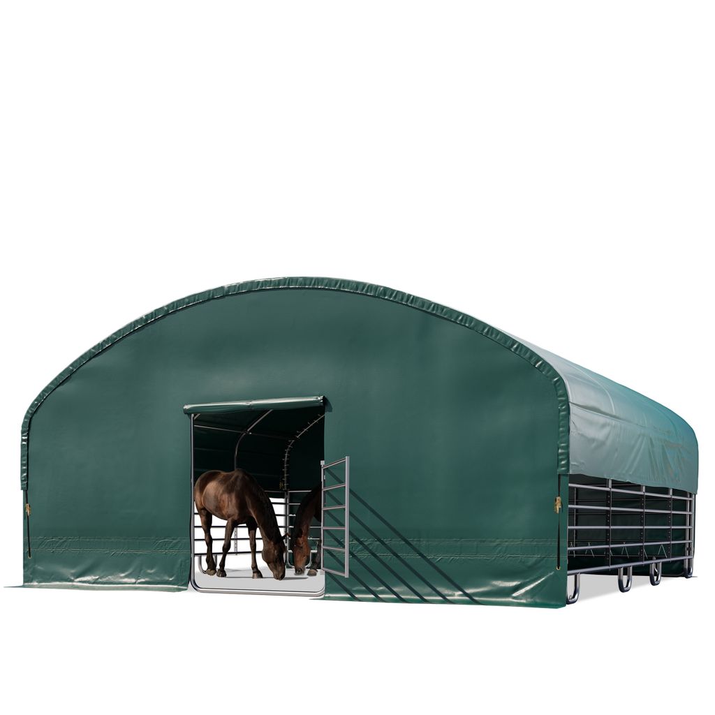 Weidezelt 8x8 m PVC Plane 2300 Newton - für Erduntergrund - grün