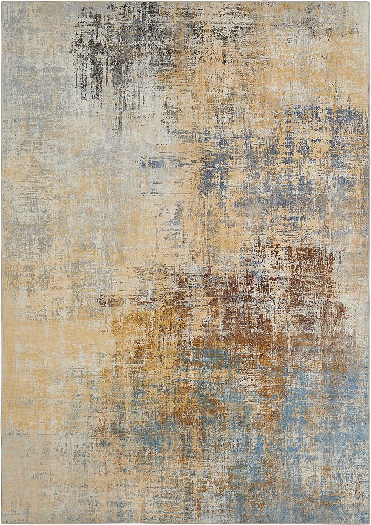 Teppich Wohnzimmer Gelb-Blau 160 x 230 cm, Kurzflor Teppich Produktbild 