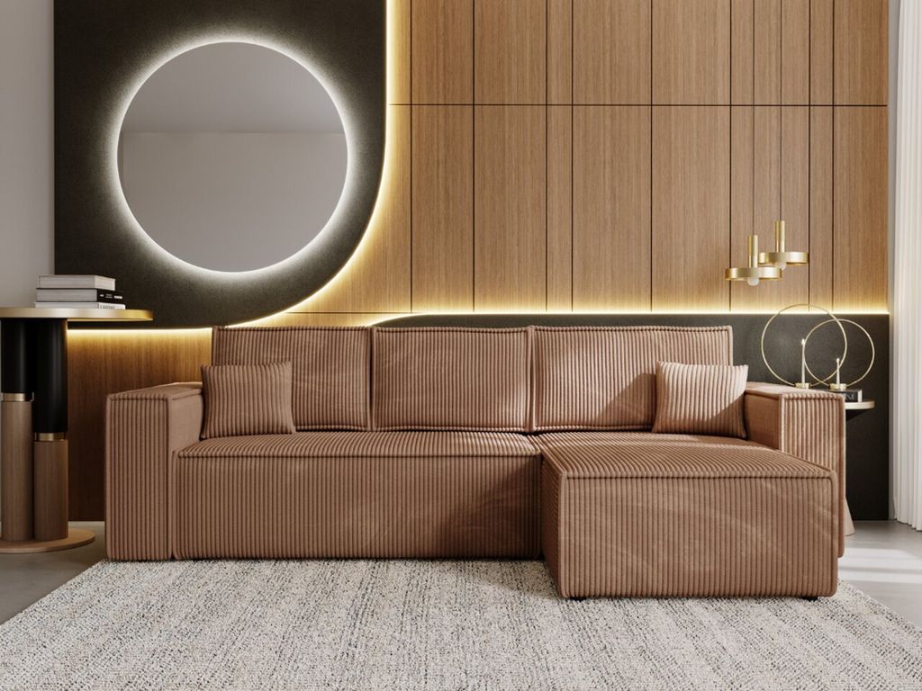 GrainGold 4-Sitzer Ecksofa Prato XL - gepolstertes Ecksofa L mit Schlaffunktion und Bettkasten - Braun (Top 29)