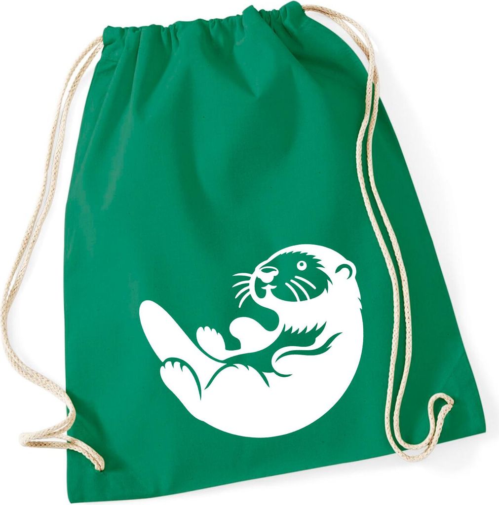 Huuraa Sportbeutel Otter Silhouette Geschenk 12 Liter Kelly Green Baumwolle Otter Präsent