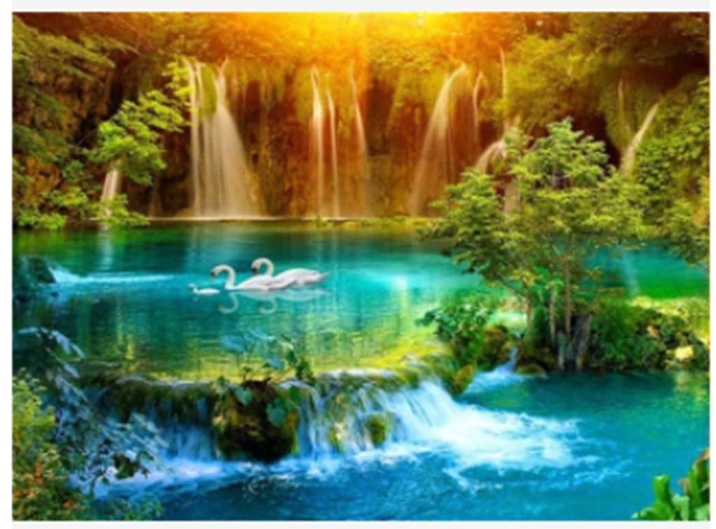40x30 Diamanten Malerei Zum Selbermachen DIY Diamond Painting Wasserfall
