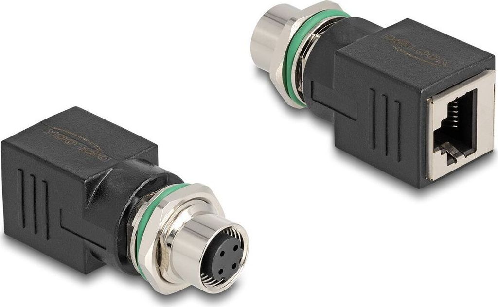 DELOCK M12 Adapter D-kodiert 4 Pin Buchse zu RJ45 Bu gerade