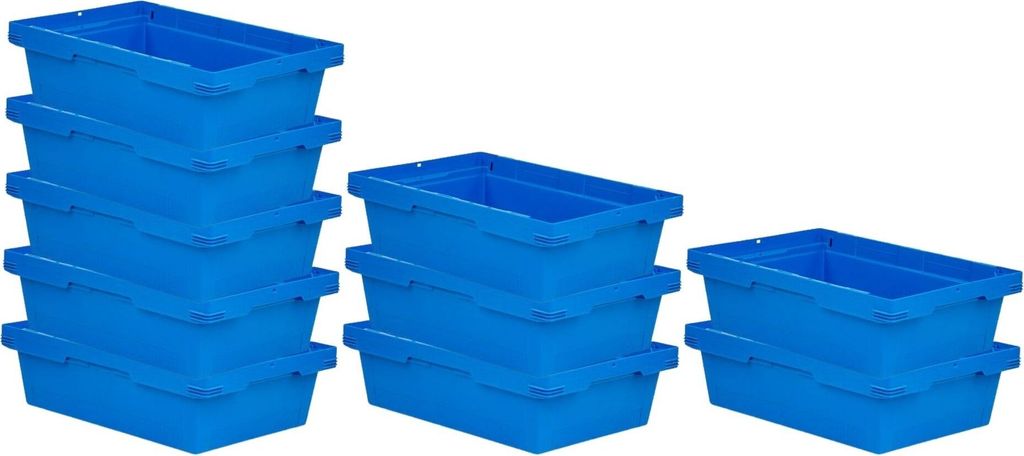 SuperSparSet 10x Conical Mehrweg-Stapelbehälter Blau | HxBxT 17,5x40x60cm | 29 Liter | Lagerbox Eurobox Transportbox Transportbehälter Stapelbeh...