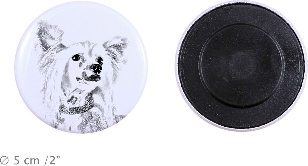 Chinesischer Schopfhund Magnet mit einem Hundepfotenabdruck, außergewöhnlich leicht, starker Magnet, handgefertigtes Produkt der Marke Art-Dog