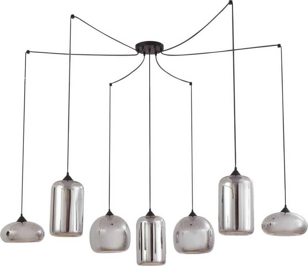 Lindby Hängeleuchte Marla, 7-flammig, Glas, rauchgrau, 128cm