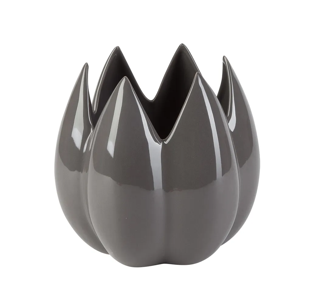 Vase en grès gris Bud 20x19 cm - Finition mate et design organique