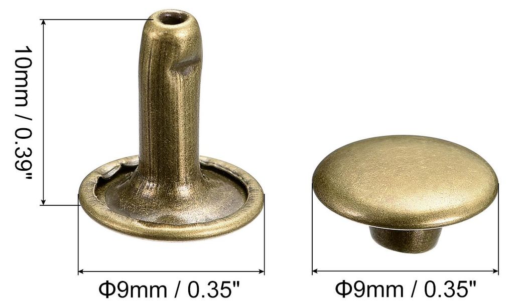 100 Set Leder Nieten 9mm Runde Nieten Hohlnieten Doppelt Kappe Nieten 10mm H?he Metall Nieten Niete fš¹r Leder Handwerk Reparatur DIY Geldbeutel ...