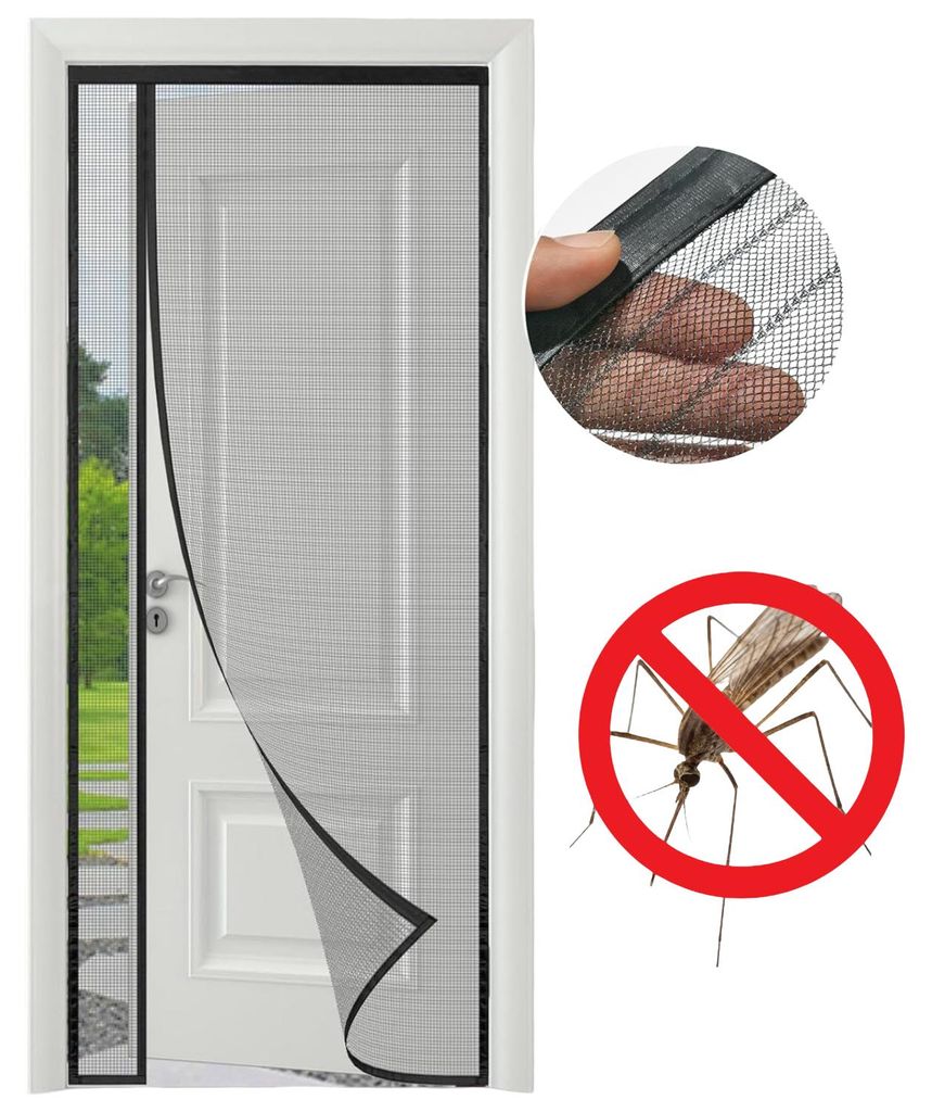 Magnetfliegengitter für Balkontüren 80x200 cm Premium-Netz Schwarz