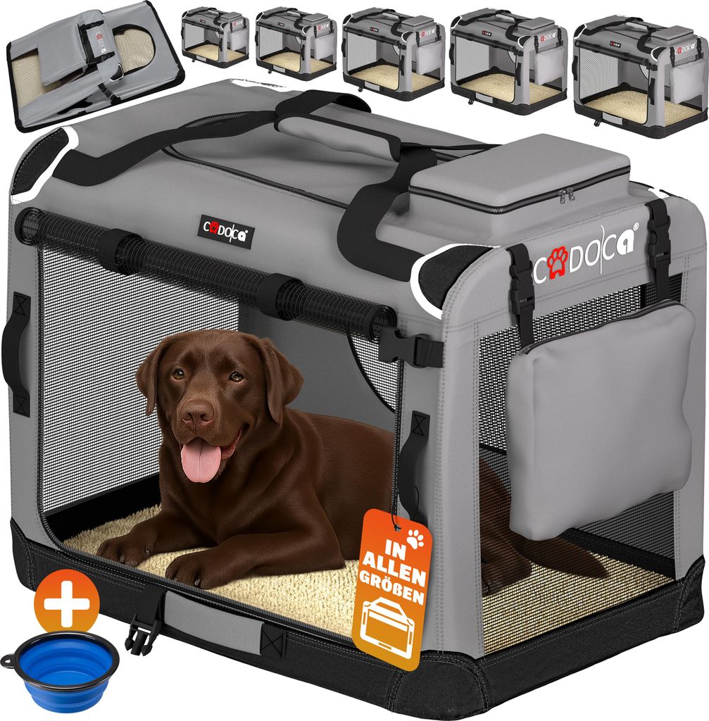 CADOCA® Cage de transport XXL Gris pour animaux chien chat Image du produit 