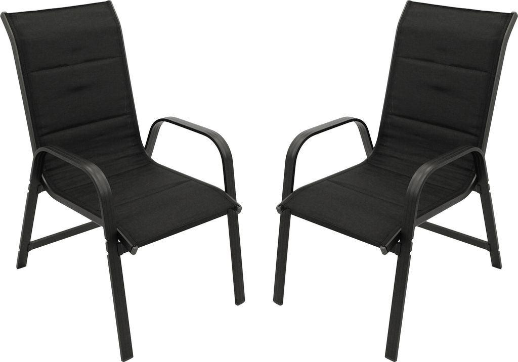 DEGAMO Stapelsessel Gartensessel Gartenstuhl CESANO, stapelbar, Aluminium anthrazit + Textilgewebe gepolstert schwarz, 2 Stück