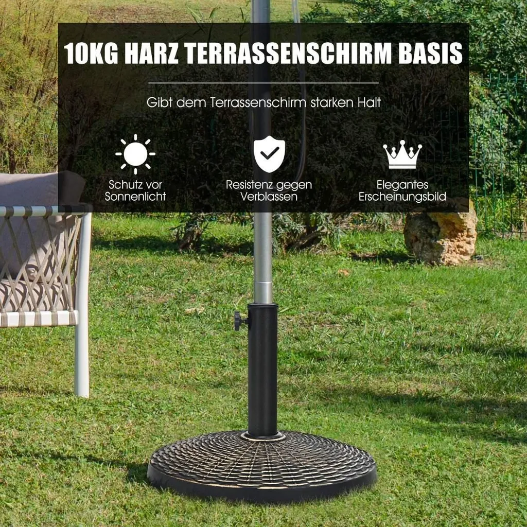 Pied de parasol en résine effet bronze Ø 46 cm pour mât de 38 à 48 mm