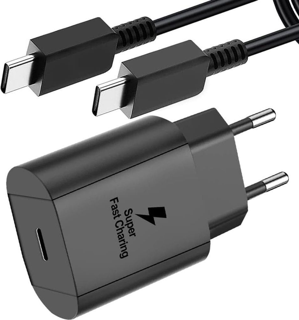 25W USB-C mit 2 Meter Kabel, universell kompatibles ultraschnelles Schnelllade-Gerät 96% in 60 Minuten mit Überstrom-, Überhitzungs-, Kurzschlus...