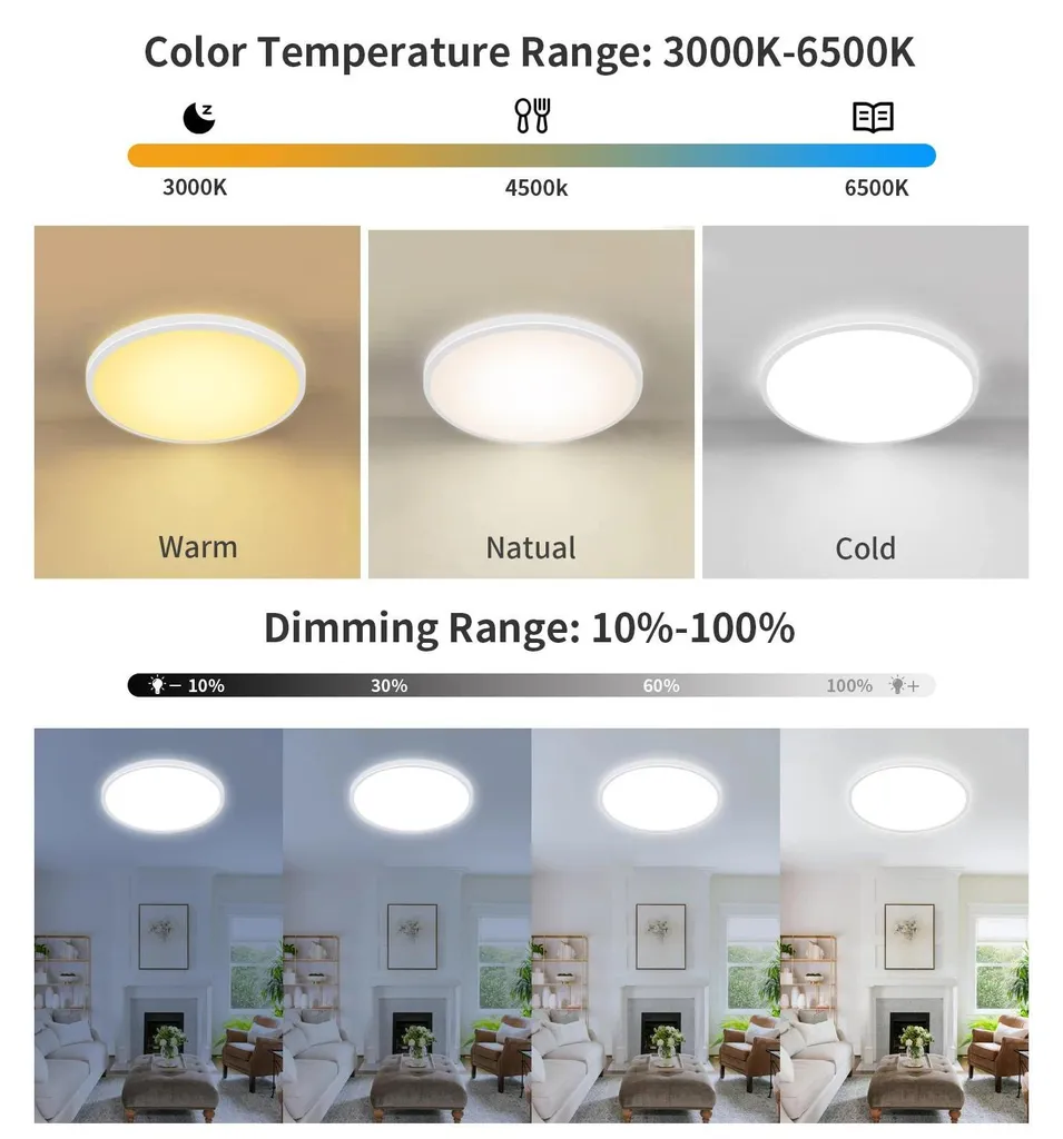 Plafonnier LED RGB 24W avec télécommande et rétroéclairage 6 couleurs - 3