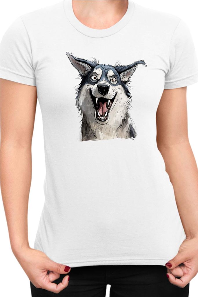 Damen T-Shirt Funny Dogs Breeds Siberian Husky Dog Breed, Lady S / Weiß
