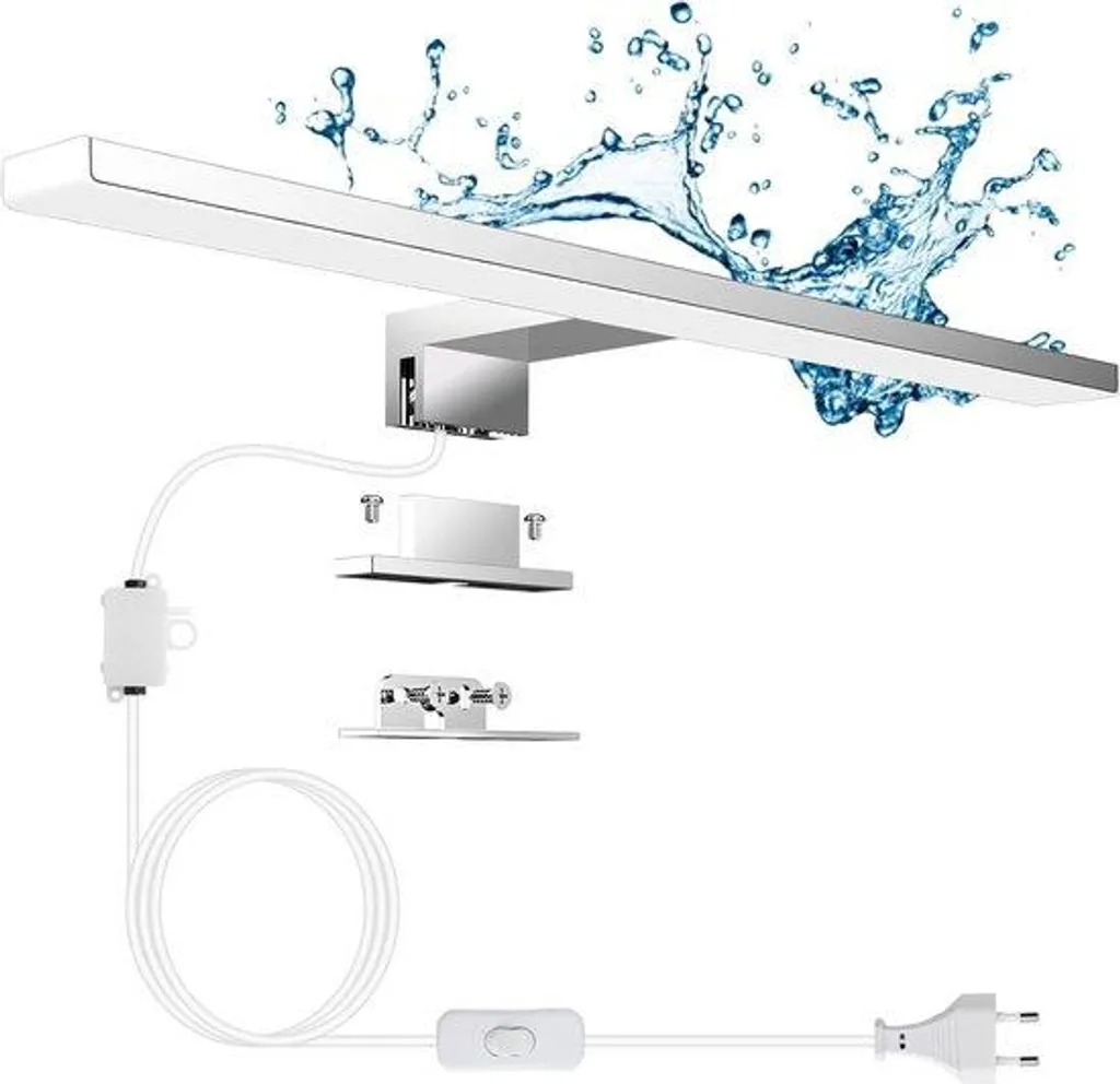 Lampe miroir LED 40 cm anti-buée étanche IP44 blanc froid 6500K stable