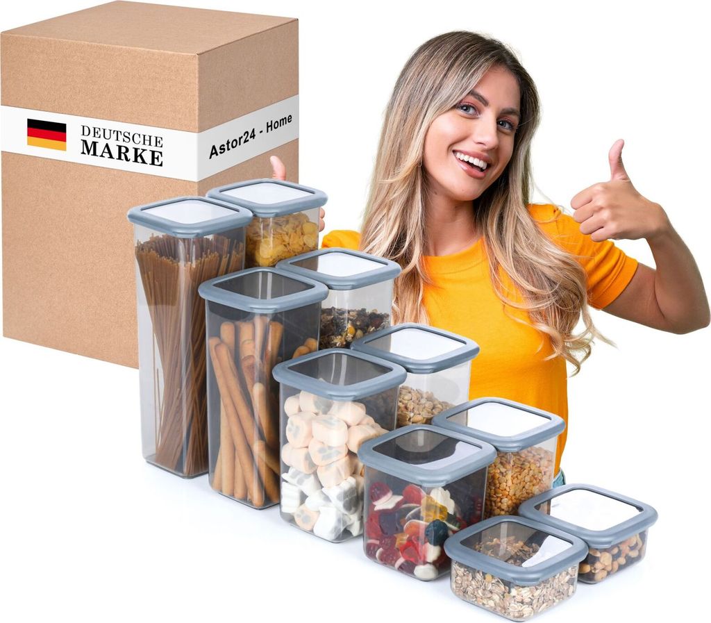 PREMIUM Vorratsdosen mit Deckel Frischhaltedose Aufbewahrungsbox Luftdicht 10er Set BPA-frei