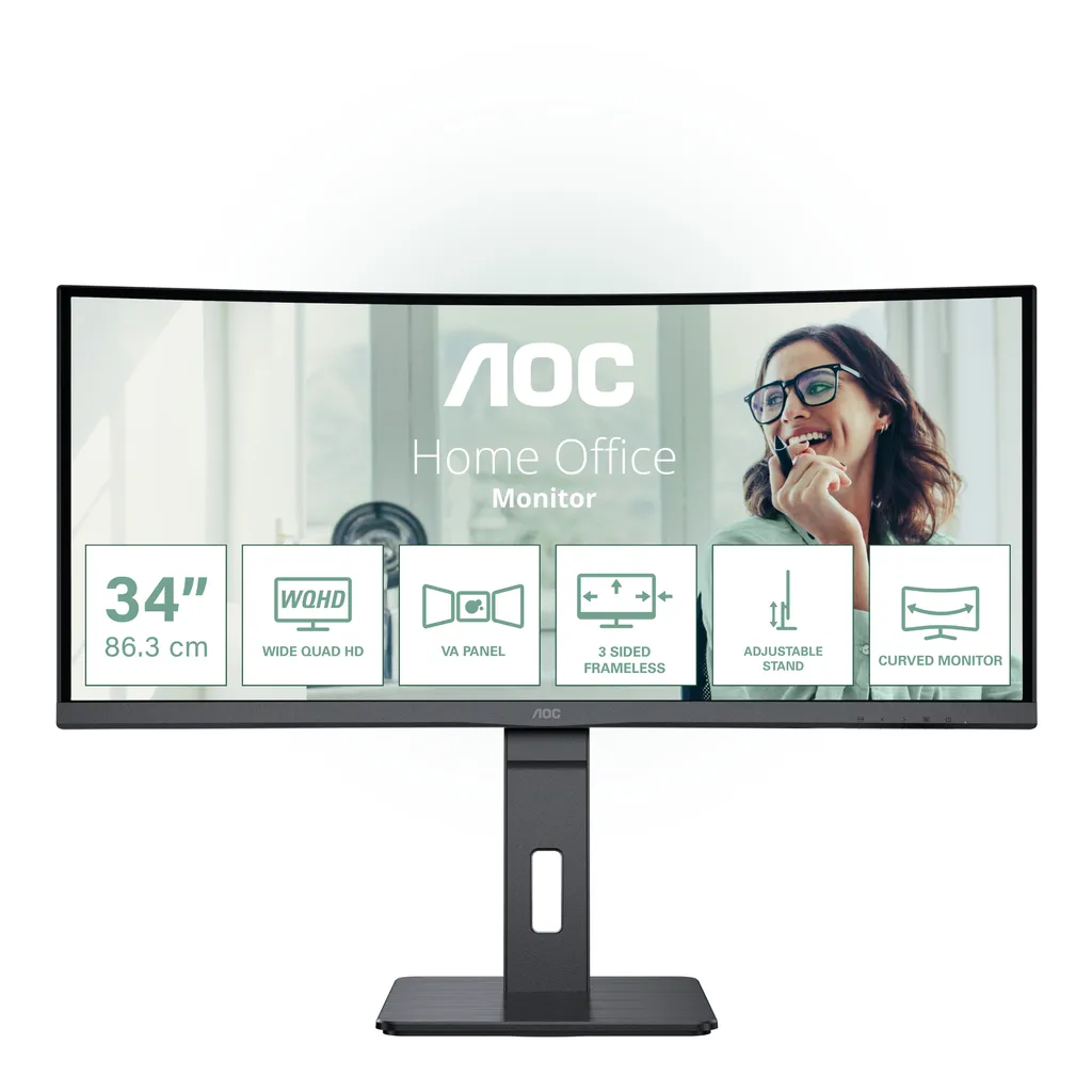 Écran de Bureau AOC CU34P3CV 34" Incurvé USB-C pour Télétravail Pro