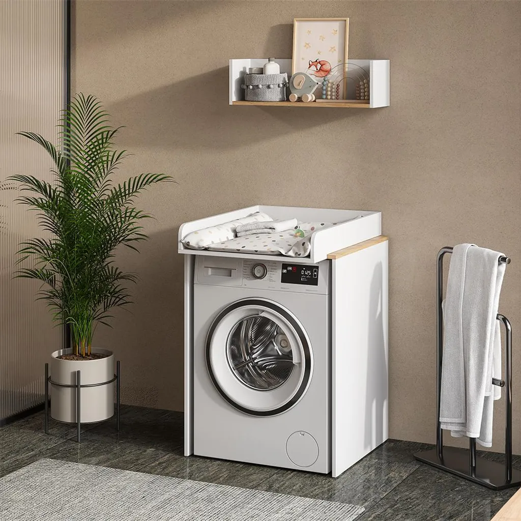 Vicco Mobile lavatrice Viktor, 68 x 88.2 cm 2 parti con fasciatoio, Bianco/Artisan