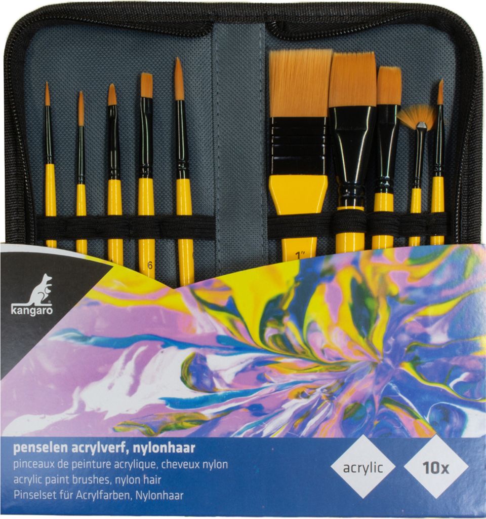 kangaro Acryl-Pinsel-Set 10-teilig im Etui