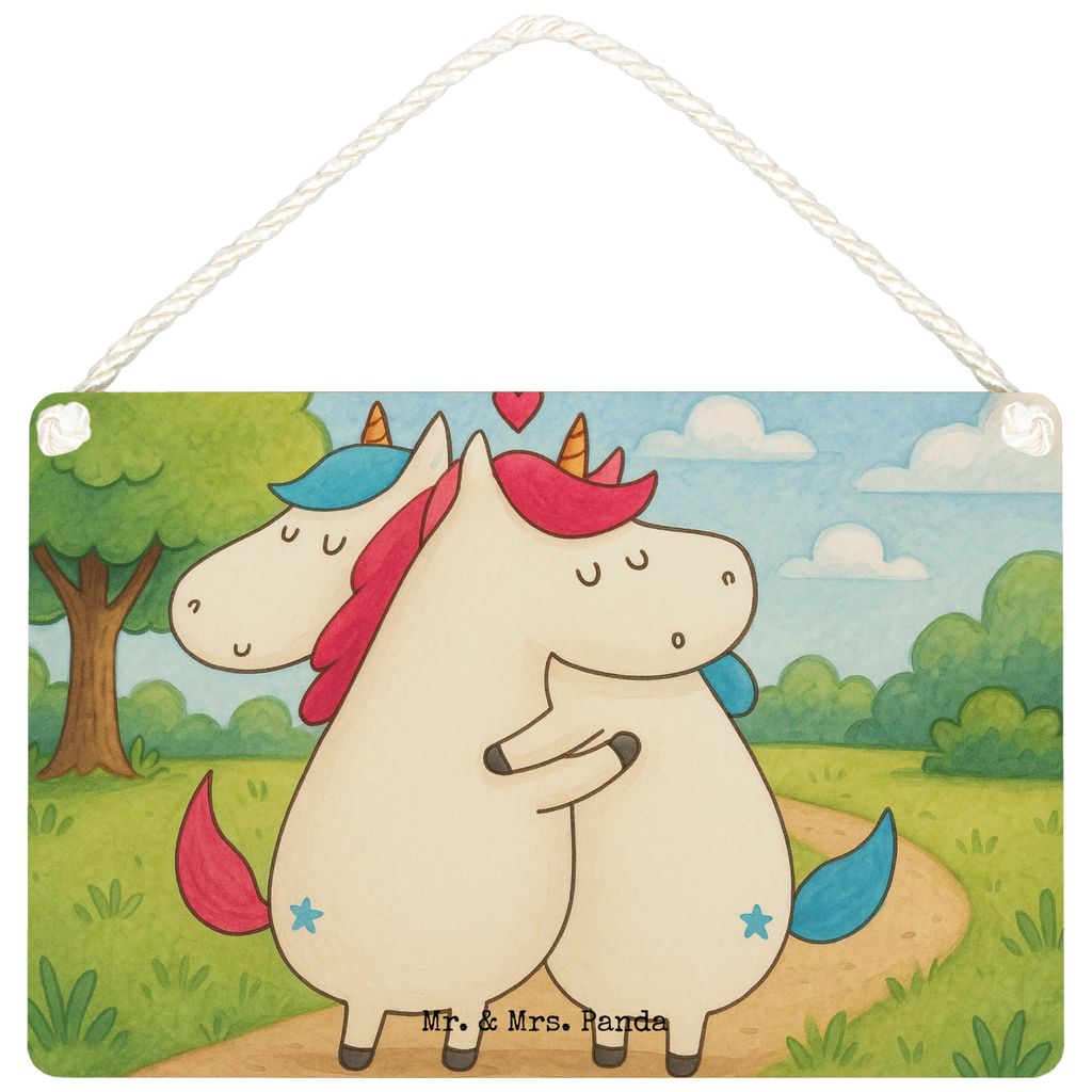 Mr. & Mrs. Panda Schild Einhorn Mitteilung Design DIN A6 - Weiß - Geschenk, Einhörner, wandtafel, Spruch, Unicorn, Liebe, holzbild, Türschild, V...
