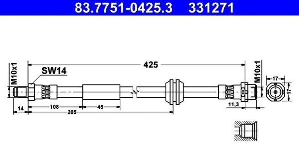 Flexible de frein ATE 83.7751-0425.3 compatible OE 34 30 6 793 611
