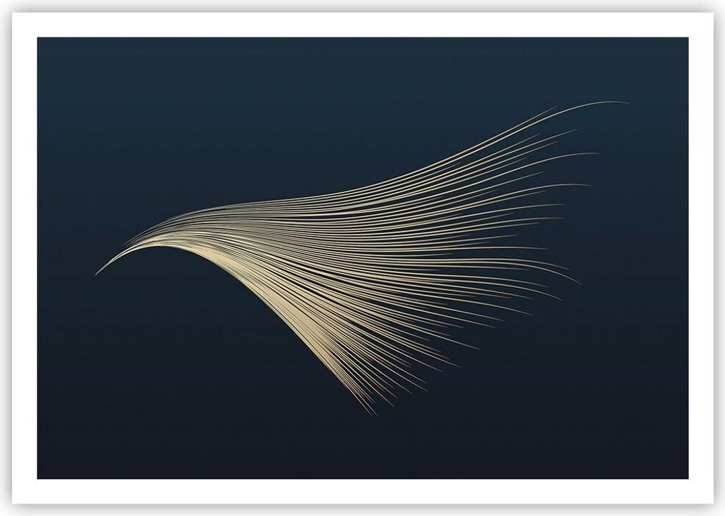 Poster - Poster ohne Rahmen - Golden Borsten Abstraktion - 100x70 cm - Wand Bild - Wanddeko - Wandbilder - Kunstposter - Wandposter - Bilder - Kuns...