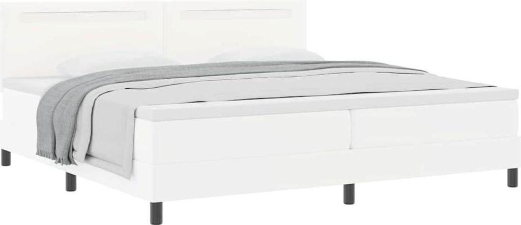 SYFAX Bettgestell mit Matratze Weiß 200 x 200 cm Kunstleder