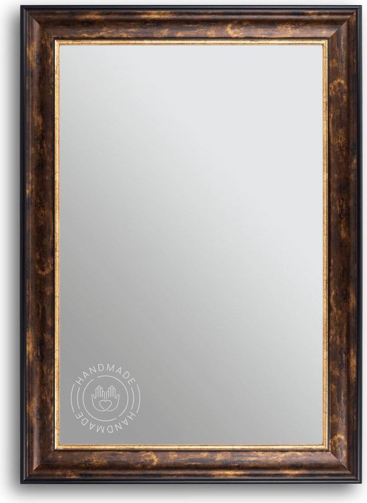 CLAMARO 'LYON' Antik Wandspiegel mit Rahmen | Braun | Shabby Chic Vintage Barock Spiegel mit Holzrahmen | Barockspiegel inkl. Metall Aufhänger und...