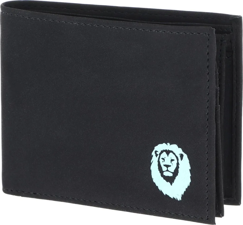 Portafoglio Uomo oxmox Freedom Lion New Cryptan RFID Nero Cyan