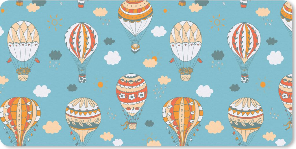 MuchoWow Mauspad Mousepad Retro - Luftballon - Pastell - Kinder - Design 60x30 cm - Mousepads - Maus Mat - Pad - Mausunterlage - Nachhaltig