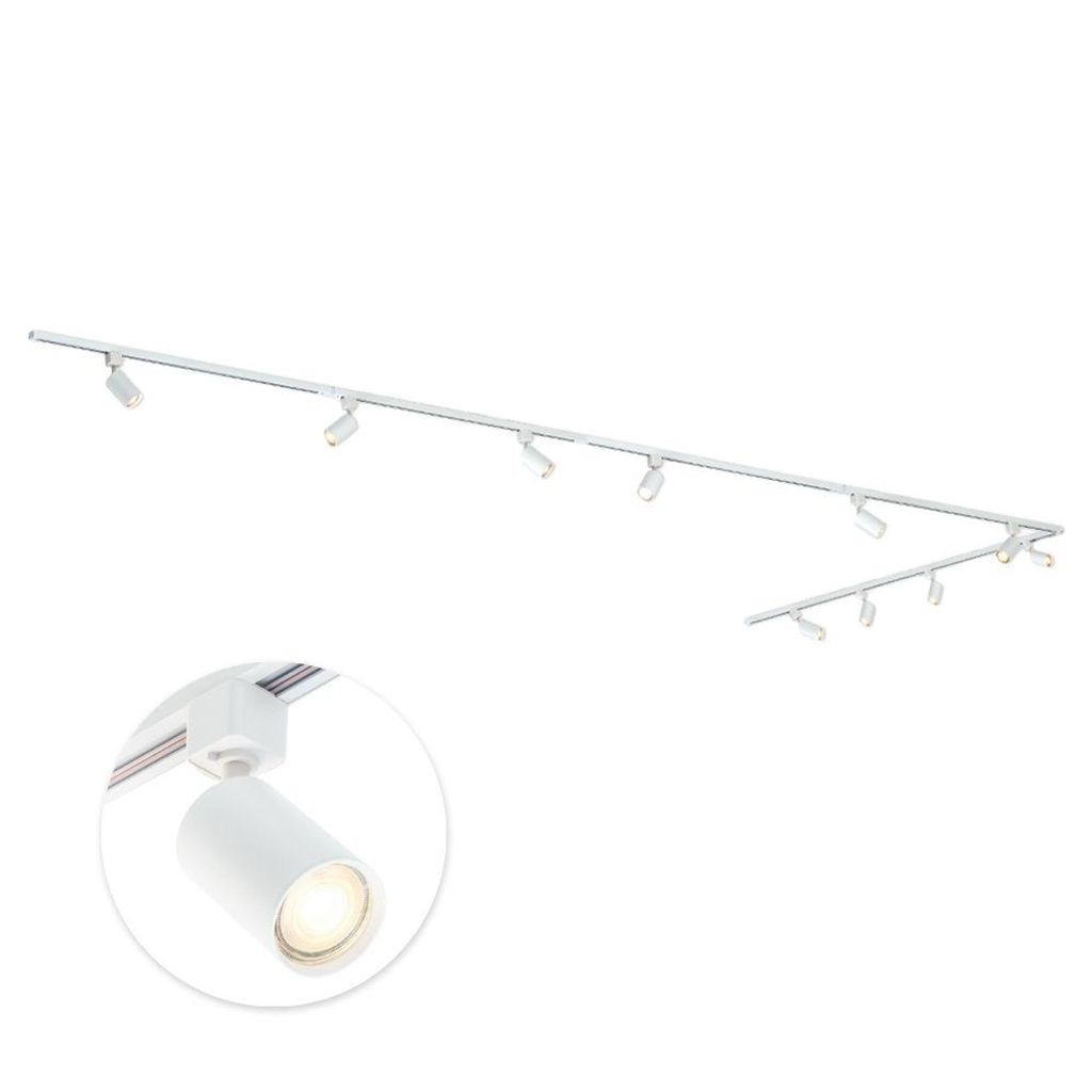 Qub Focus III - LED Schienensystem - Weiß - 1-Phasen - 500cm - 10x GU10 Spots - L-Form